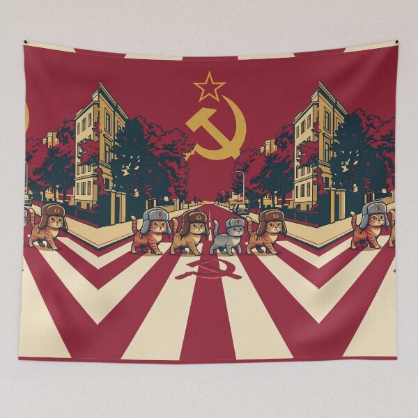 Item preview, Cats Abbey Road Parody - Funny Communist Meme designed and sold by DanniJordan.