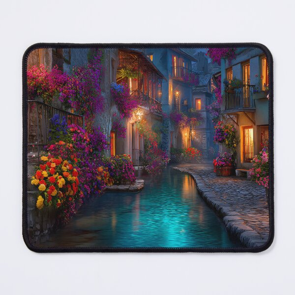 Item preview, Enchanting Nighttime Scene with Colorful Flower Pots designed and sold by Artessie.