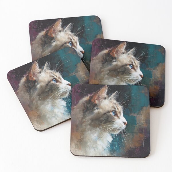 Item preview, Majestic Blue Eyed Cat Impressionist Oil Painting designed and sold by Paolo-Bandal.