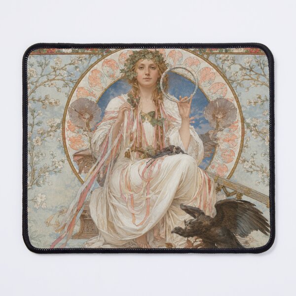 Item preview, Art Nouveau Illustration Mystical Woman with Raven for Vintage Art Lovers designed and sold by RickE.