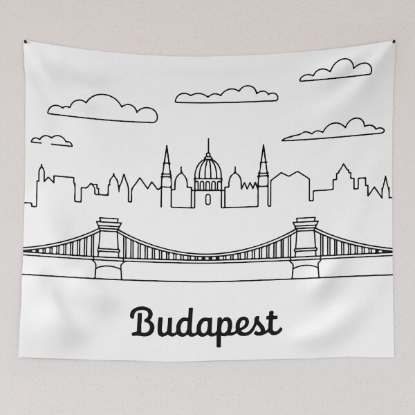 Item preview, Budapest One Line Art – Minimalist Skyline Outline Design designed and sold by EmeraldeaDesign.