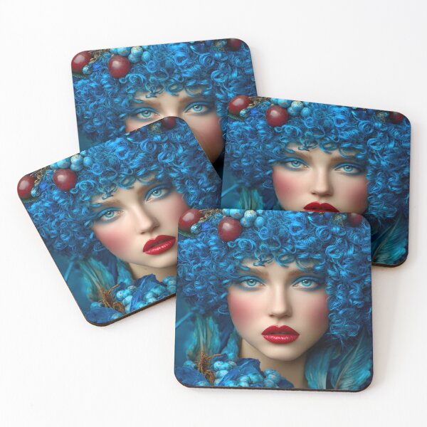 Item preview, Enchanting Blue Fantasy Portrait with Floral Accents designed and sold by Artessie.