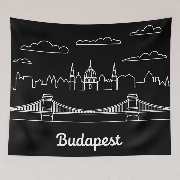Item preview, Budapest Line Art – Minimalist Skyline Outline Design in white designed and sold by EmeraldeaDesign.