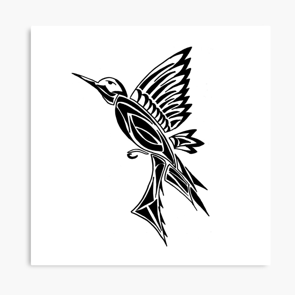 Lamina Fotografica Diseno Tribal Del Tatuaje Del Colibri Blanco Y Negro De Zeichenbloq Redbubble
