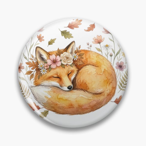 Item preview, Autumn Sleeping Fox Watercolor Illustration designed and sold by Rutvain.