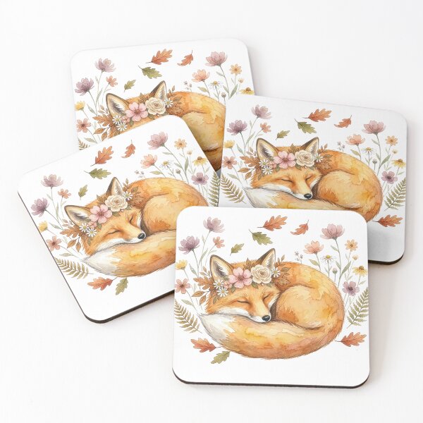 Item preview, Autumn Sleeping Fox Watercolor Illustration designed and sold by Rutvain.