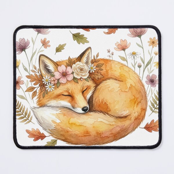 Item preview, Autumn Sleeping Fox Watercolor Illustration designed and sold by Rutvain.