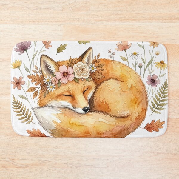 Item preview, Autumn Sleeping Fox Watercolor Illustration designed and sold by Rutvain.