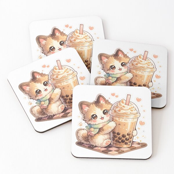 Item preview, Kawaii Boba Cat Sticker | Cute Pastel Bubble Tea Kitty designed and sold by RDcollections.