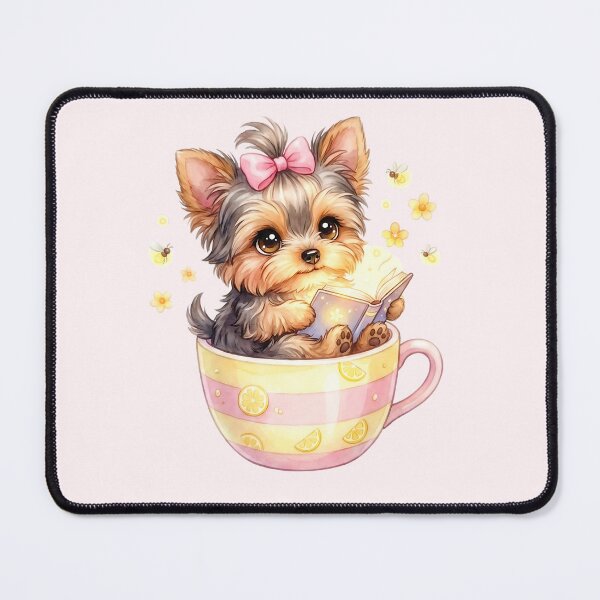 Item preview, Cute Yorkie Bookworm in Lemon Teacup designed and sold by MythicCotton.