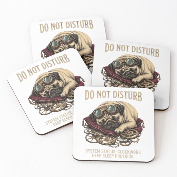 Item preview, Sleeping Steampunk Pug Clockwork Dog Art designed and sold by GiggleInkTees.
