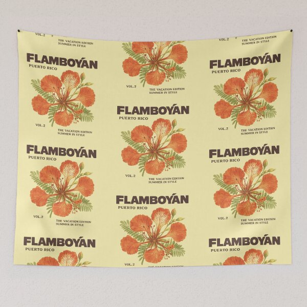 Item preview, Flamboyan Puerto Rico Tropical Flower Vintage Caribbean Botanical Design designed and sold by creatingmouseshop.