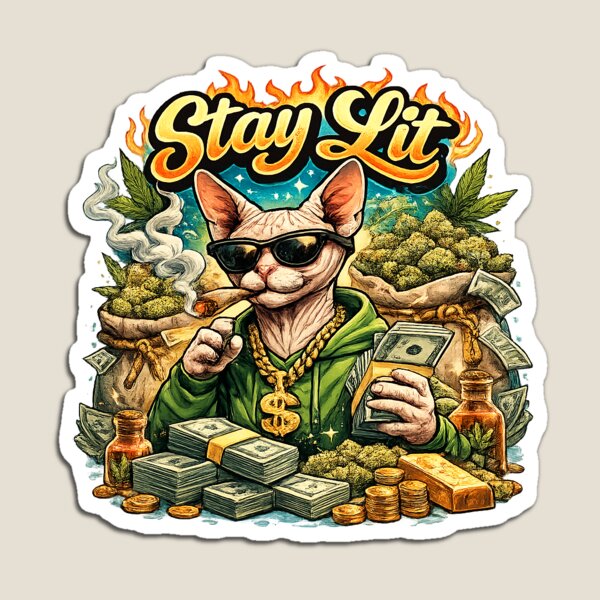 Item preview, Stay Lit Gangsta Sphynx Cat Smoking Weed designed and sold by KaCpeReK44.