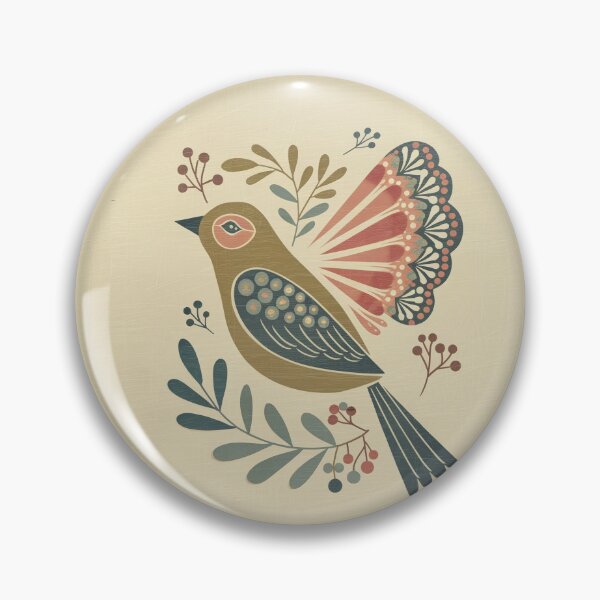 Item preview, Folk Botanical Bird with Floral Wing | Scandinavian Inspired Bird Art designed and sold by Filora Atelier | Bird Art.