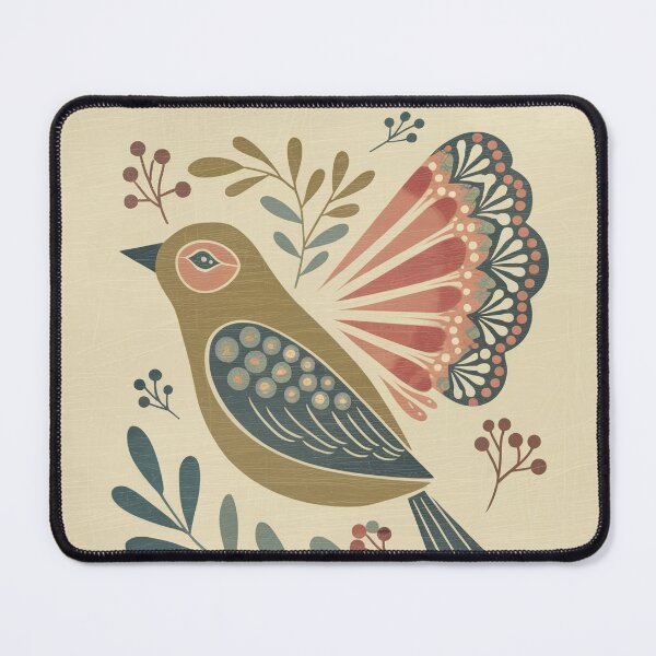 Item preview, Folk Botanical Bird with Floral Wing | Scandinavian Inspired Bird Art designed and sold by Filora Atelier | Bird Art.
