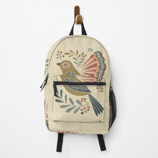 Item preview, Folk Botanical Bird with Floral Wing | Scandinavian Inspired Bird Art designed and sold by Filora Atelier | Bird Art.