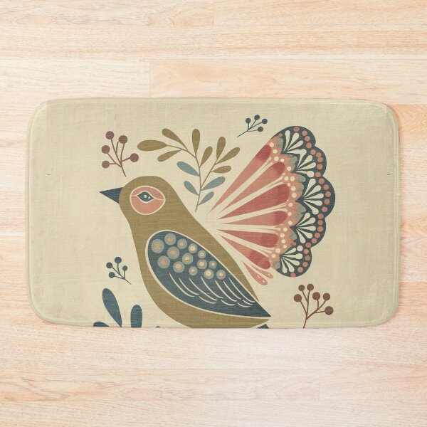 Item preview, Folk Botanical Bird with Floral Wing | Scandinavian Inspired Bird Art designed and sold by Filora Atelier | Bird Art.