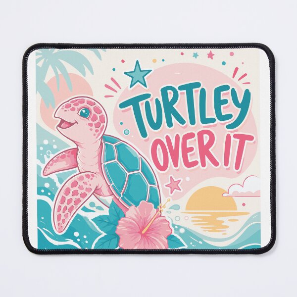 Item preview, "Turtley Over It" | Cute Pink Sea Turtle Pun Illustration designed and sold by ucpstudio.