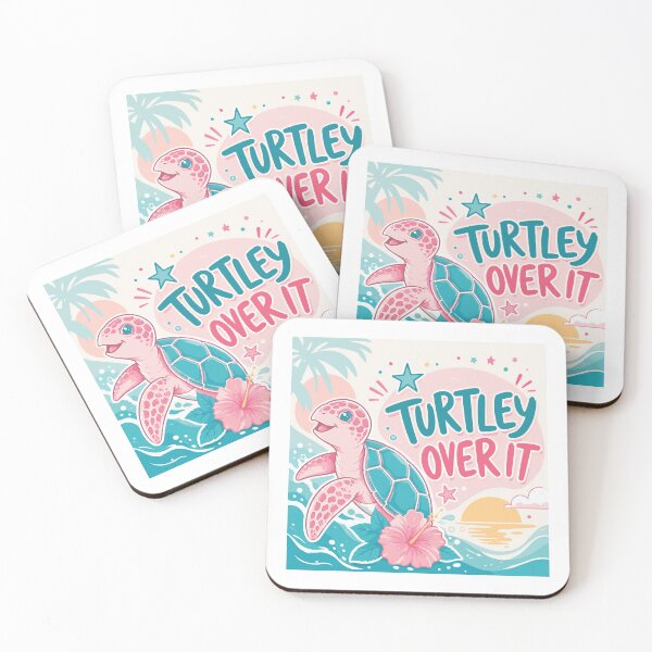 Item preview, "Turtley Over It" | Cute Pink Sea Turtle Pun Illustration designed and sold by ucpstudio.