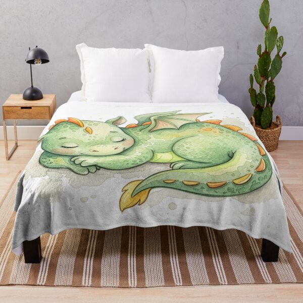 Item preview, Sleeping Baby Dragon Watercolor Illustration designed and sold by Rutvain.