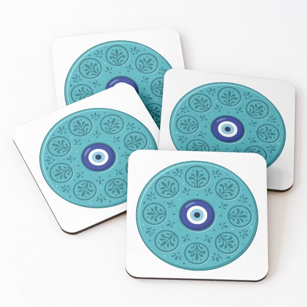 Item preview, Iraqi Turquoise Evil Eye Ceramic Tile Art  designed and sold by YoghurtAndCo.
