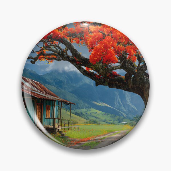 Item preview, Vibrant Autumn Tree Overlooks Quaint Country House designed and sold by Artessie.
