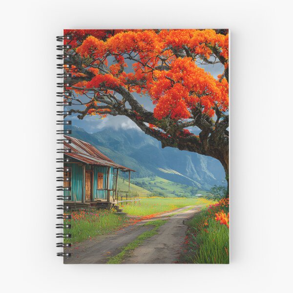 Item preview, Vibrant Autumn Tree Overlooks Quaint Country House designed and sold by Artessie.