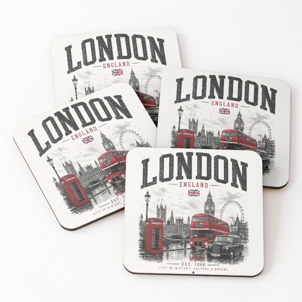 Item preview, London Vintage Skyline Red Bus & Taxi | England Retro Travel Streetwear Design designed and sold by Kate1art.