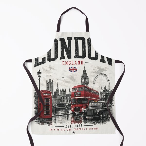 Item preview, London Vintage Skyline Red Bus & Taxi | England Retro Travel Streetwear Design designed and sold by Kate1art.
