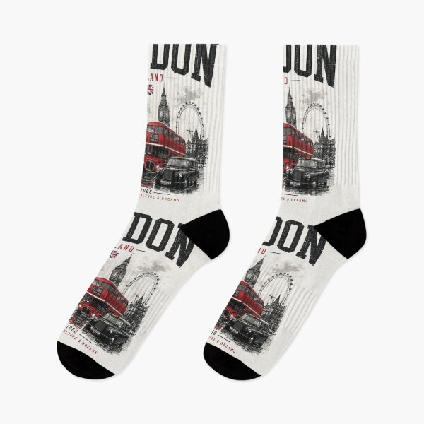 Item preview, London Vintage Skyline Red Bus & Taxi | England Retro Travel Streetwear Design designed and sold by Kate1art.