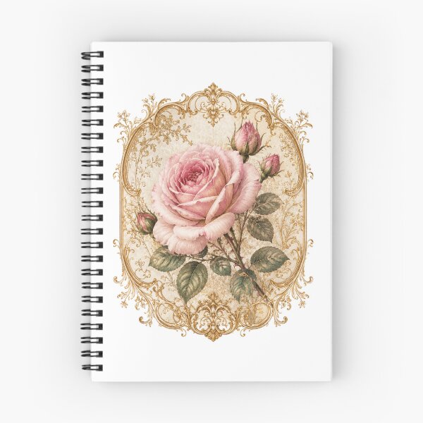 Item preview, Elegant Pink Rose with Gold Filigree Frame | Vintage Botanical Floral Art designed and sold by Joyfulfabric.