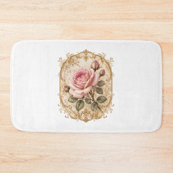 Item preview, Elegant Pink Rose with Gold Filigree Frame | Vintage Botanical Floral Art designed and sold by Joyfulfabric.