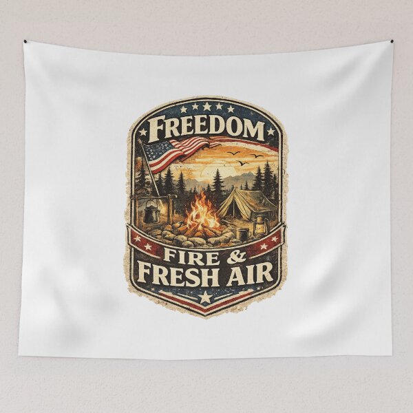 Item preview, Freedom Fire And Fresh Air Patriotic Camping designed and sold by CozyRetirementGifts.