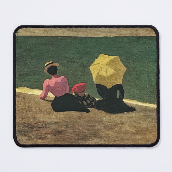 Item preview, Nabis Beach Scene Painting – Seated Figures with Parasol – Post-Impressionist Art Lovers designed and sold by RickE.