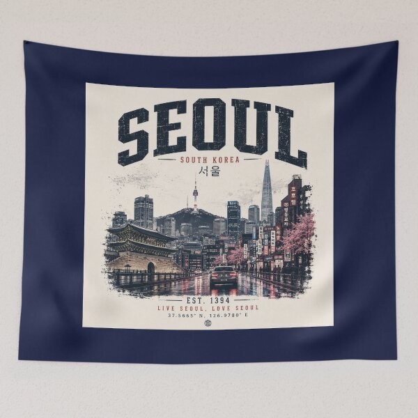Item preview, Seoul Korea Night Drive Skyline | Vintage Aesthetic K-City Streetwear Design designed and sold by Kate1art.