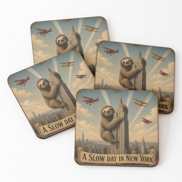 Item preview, A Slow Day in New York square - a sloth climbs the Empire State designed and sold by ObviouslyBrill.