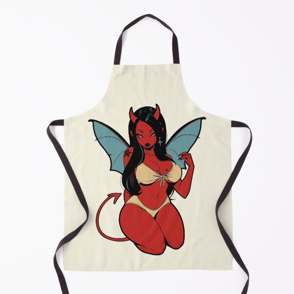 Item preview, Halloween Devil Girl Pinup cartoon demon girl designed and sold by blackdogshop.