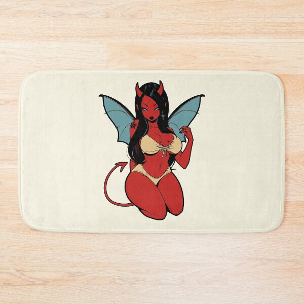 Item preview, Halloween Devil Girl Pinup cartoon demon girl designed and sold by blackdogshop.