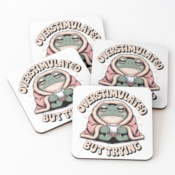 Item preview, Overstimulated But Trying Cozy Frog designed and sold by PrintologyAura.