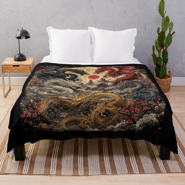 Item preview, Five Dragons Yin Yang Battle | Epic Fantasy Dragon Circle | Japanese Style Mythology Art designed and sold by Kate1art.