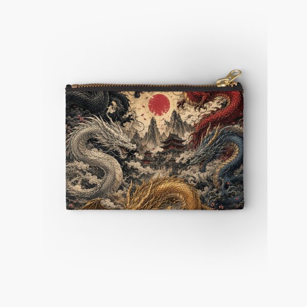Item preview, Five Dragons Yin Yang Battle | Epic Fantasy Dragon Circle | Japanese Style Mythology Art designed and sold by Kate1art.