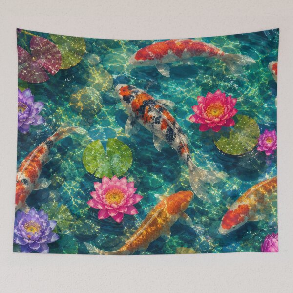 Item preview, Crystal Clear Koi Pond Japanese Water Garden Artwork designed and sold by ArtComixHaven.