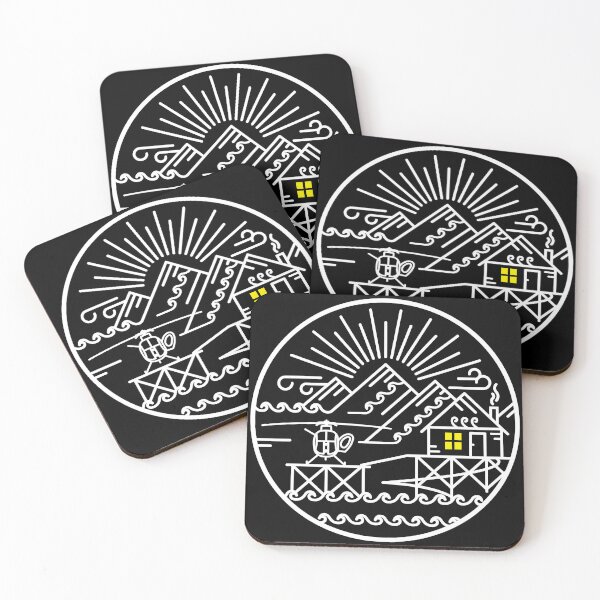 Item preview, Hughes 500C Dock & Pub / White Ink designed and sold by AirWaterArt.