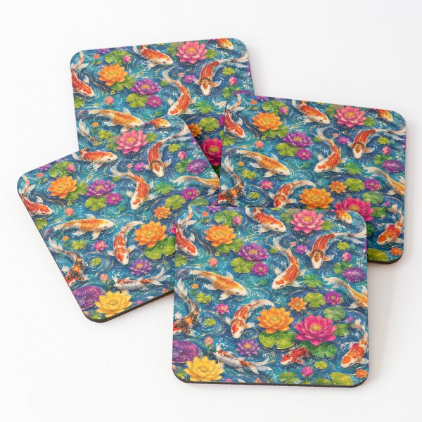 Item preview, Vibrant Koi Pond Lotus Garden Pattern Artwork designed and sold by ArtComixHaven.