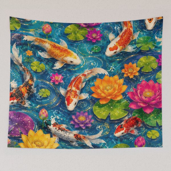 Item preview, Vibrant Koi Pond Lotus Garden Pattern Artwork designed and sold by ArtComixHaven.