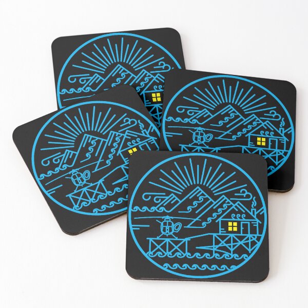 Item preview, Hughes 500C Dock & Pub / Blue Ink designed and sold by AirWaterArt.