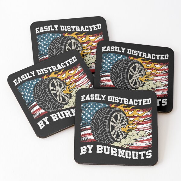 Item preview, Easily Distracted By Burnouts American Flag Muscle Car Racing designed and sold by Dmetalx Art Apparel.