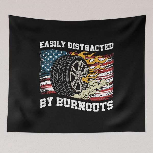 Item preview, Easily Distracted By Burnouts American Flag Muscle Car Racing designed and sold by Dmetalx Art Apparel.