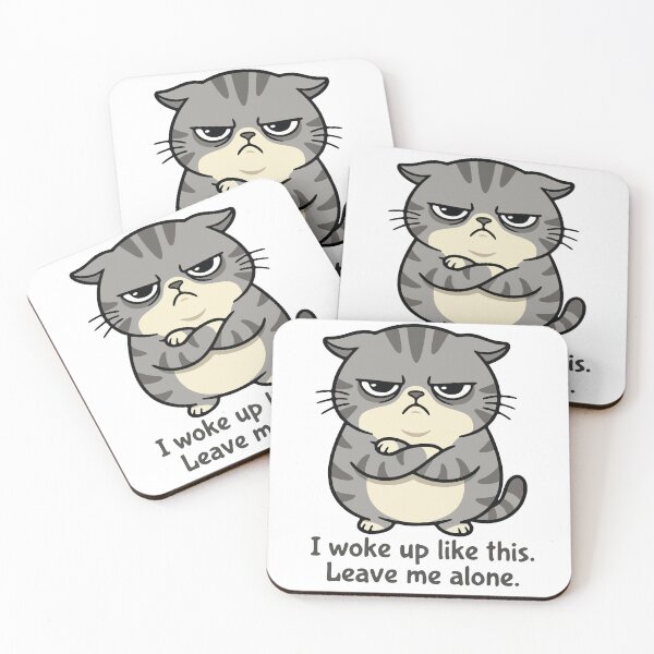Item preview, Grumpy Grey Cringe Cat Woke Up Like This designed and sold by AnnLya.