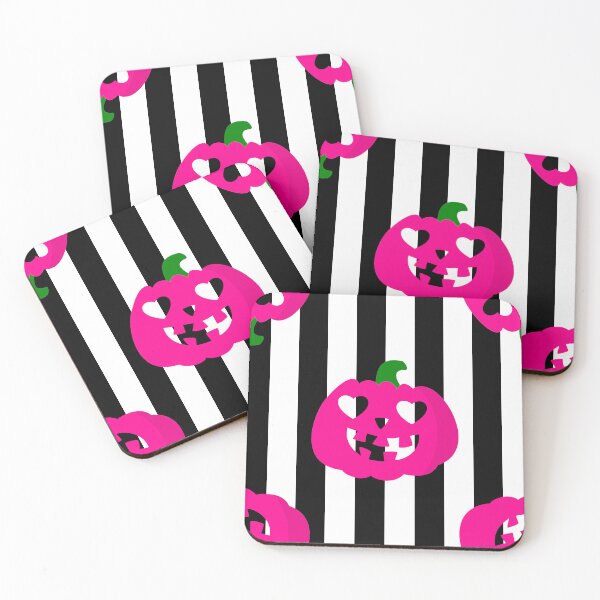 Item preview, pink halloween heart pumpkin striped designed and sold by Gossip Rag.